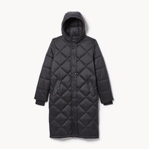 Joe Fresh Women's Quilted Black Hooded Coat